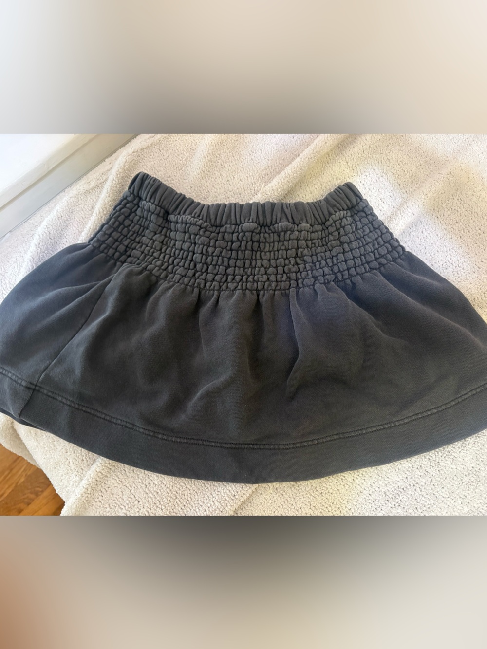 aerie Black Smocked-Waist Mini Skirt